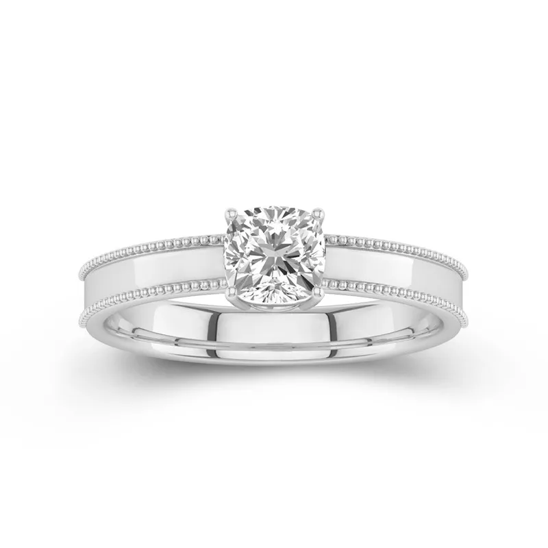 Wide Cushion 1.00ct Moissanite Engagement Ring