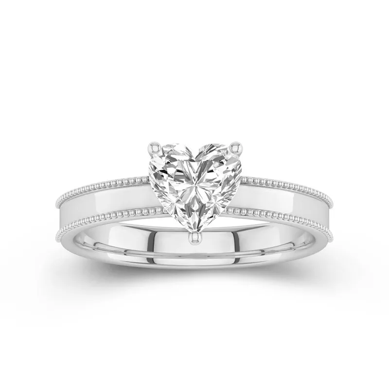 Wide Heart 1.50ct Moissanite Engagement Ring