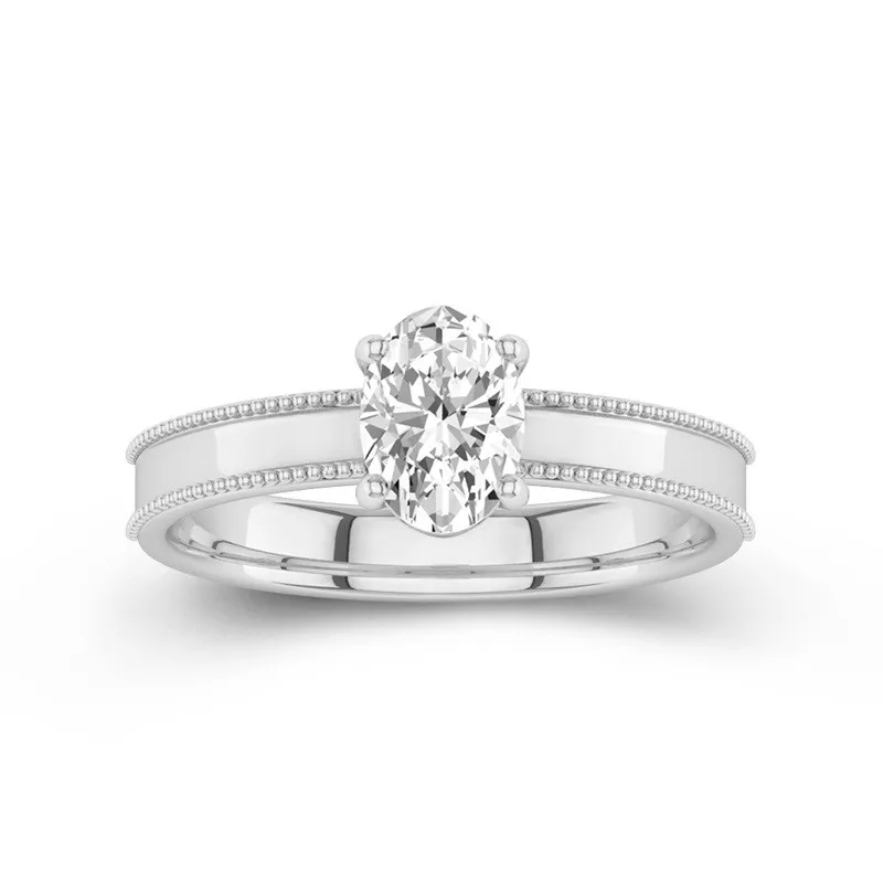 Wide Oval 1.50ct Moissanite Engagement Ring