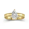 Wide Pear 2.00ct Moissanite Engagement Ring