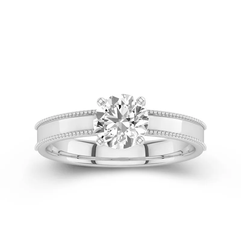 Wide Round 1.50ct Moissanite Engagement Ring