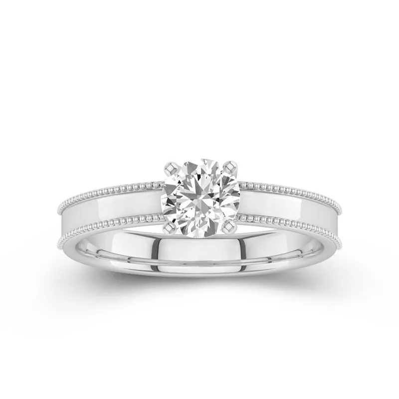 Wide Round 1.00ct Moissanite Engagement Ring
