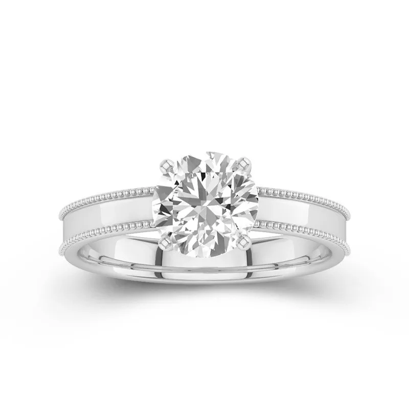 Wide Round 2.00ct Moissanite Engagement Ring