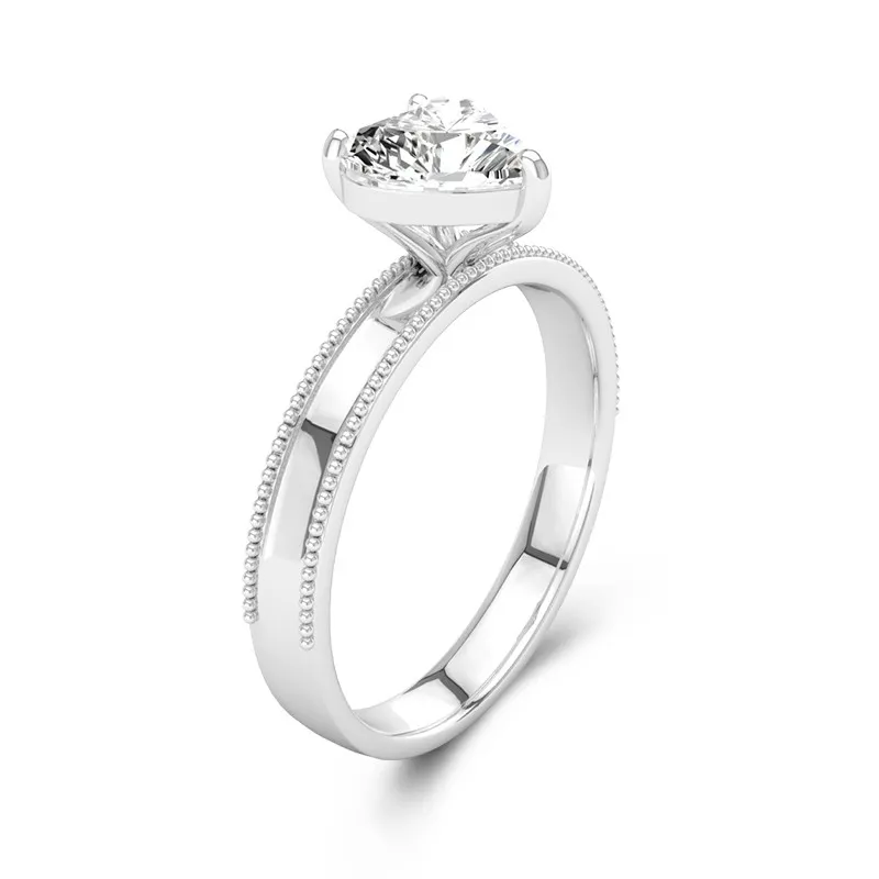 Wide Heart 2.00ct Moissanite Engagement Ring