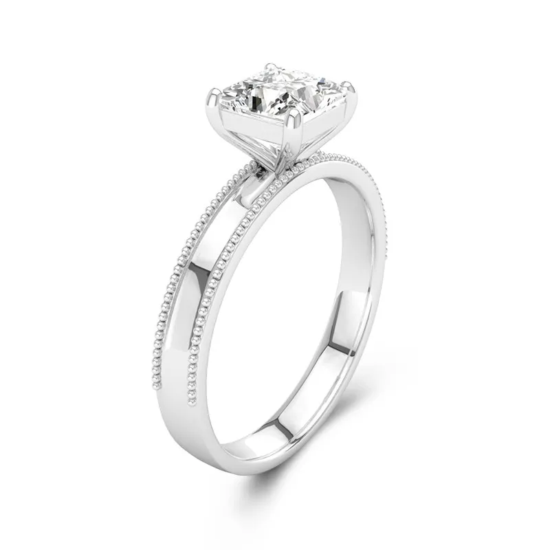 Wide Princess 1.00ct Moissanite Engagement Ring