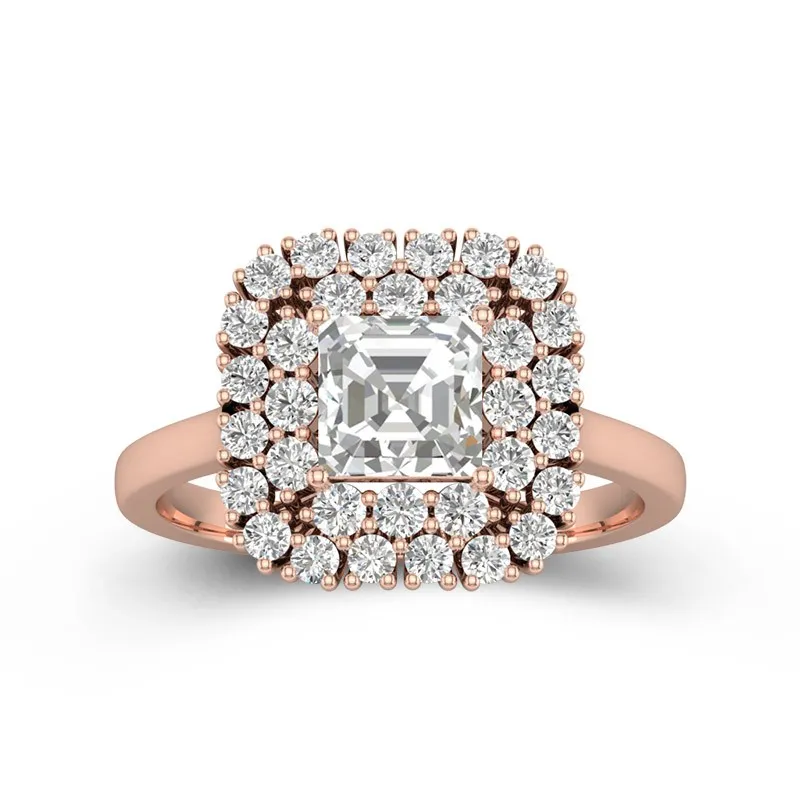 Unique Asscher 0.75ct Moissanite Engagement Ring