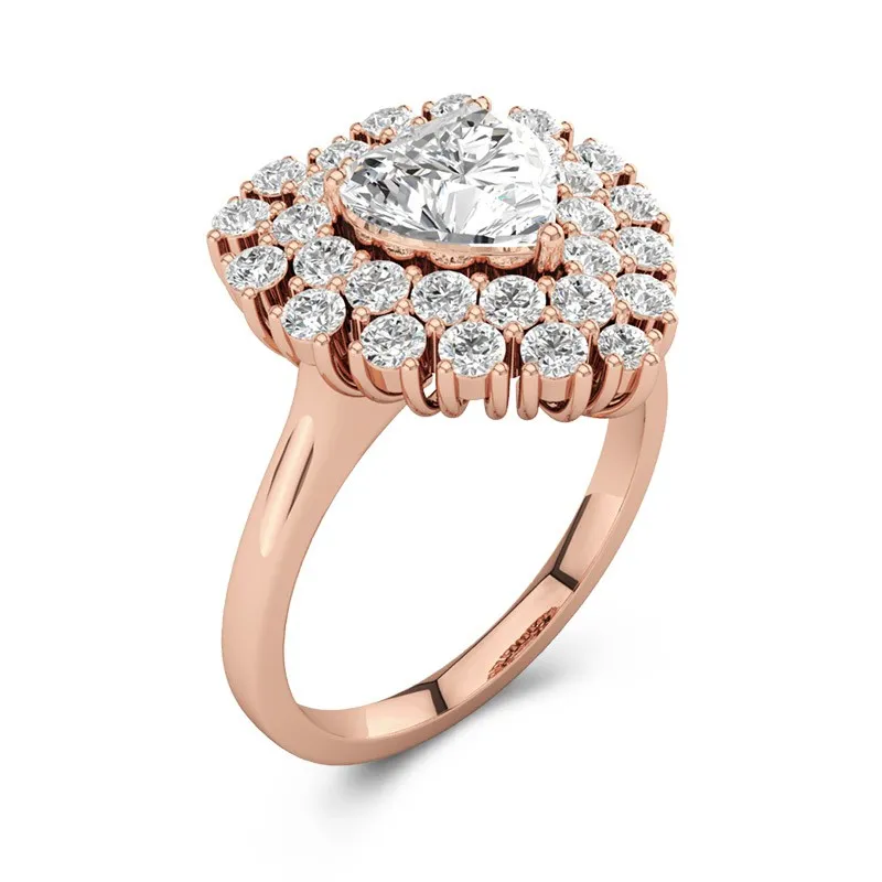 Unique Heart 0.75ct Moissanite Engagement Ring