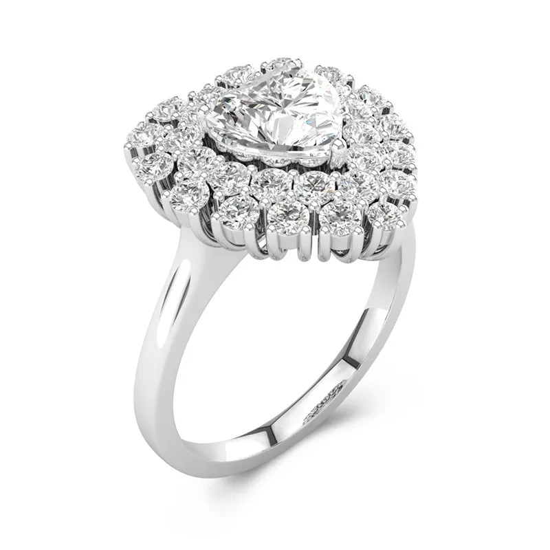 Unique Heart 0.75ct Moissanite Engagement Ring