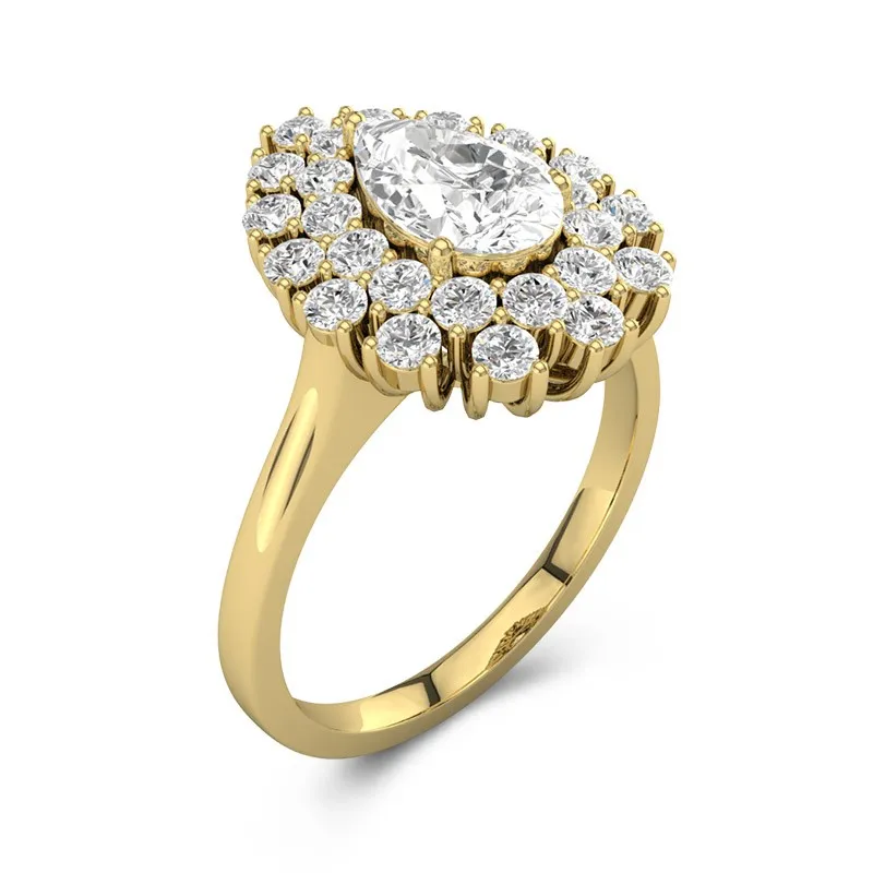 Unique Pear 0.75ct Moissanite Engagement Ring