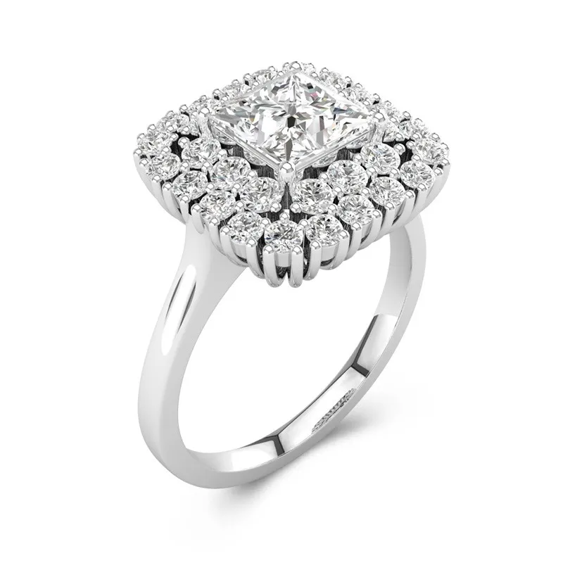 Unique Princess 0.75ct Moissanite Engagement Ring