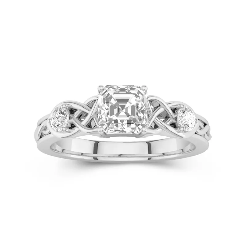 1.00ct Moissanite Engagement Ring 18K White Gold