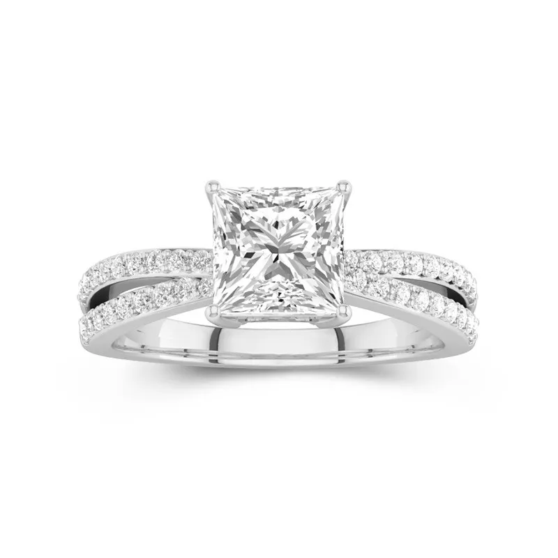 1.50ct Moissanite Engagement Ring 14K White Gold