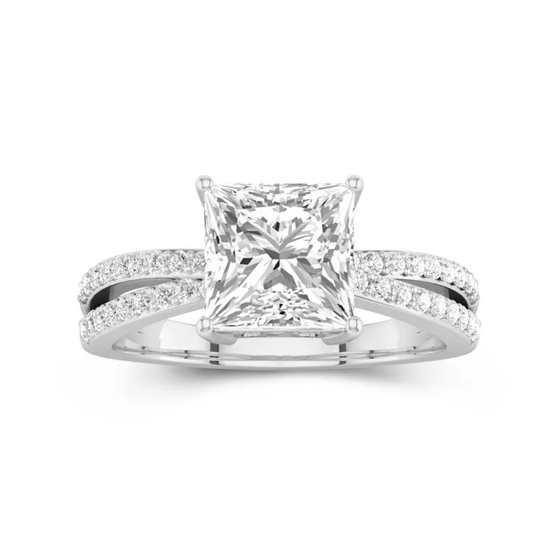 2.00ct Moissanite Engagement Ring 18K White Gold