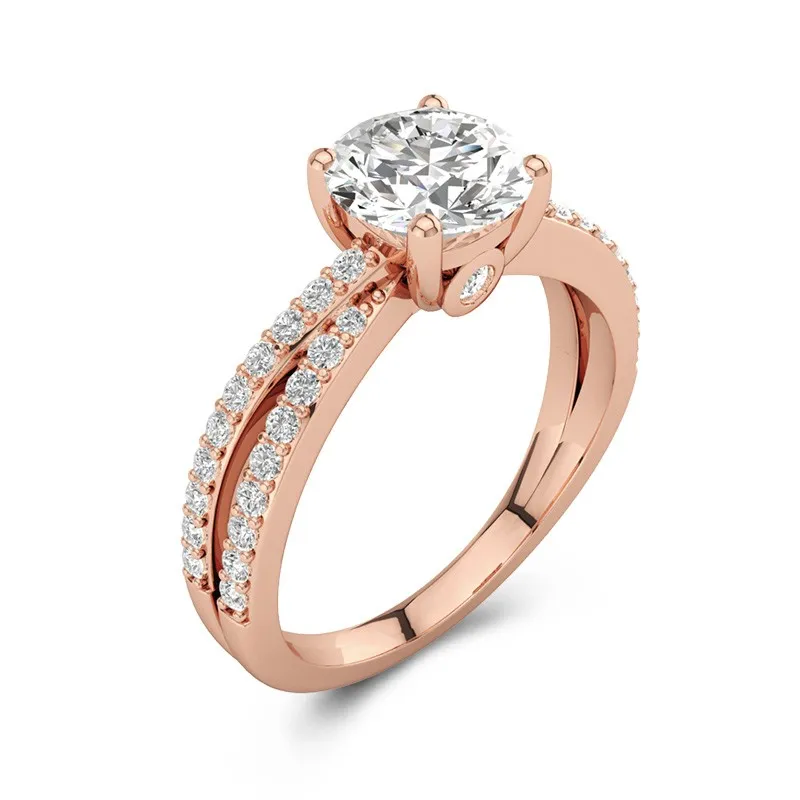 1.50ct Moissanite Engagement Ring 14K Rose Gold