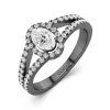 Argent sterling 925 Halo Embarqué Tige Fendue Bague de fiançailles