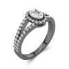 Argent sterling 925 Halo Embarqué Tige Fendue Bague de fiançailles