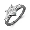 925 Sterling Silver Three Stone Baguette Straight Shank Engagement Ring