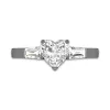 925 Sterling Silver Three Stone Baguette Straight Shank Engagement Ring
