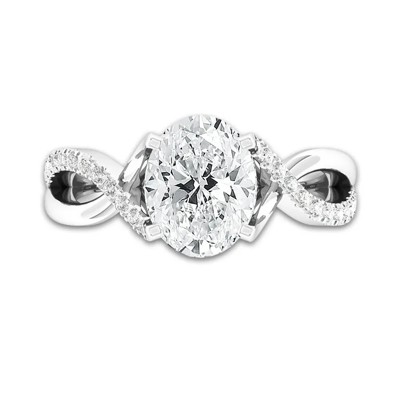 Classique Ovale 3.00ct Moissanite Bague de fiançailles