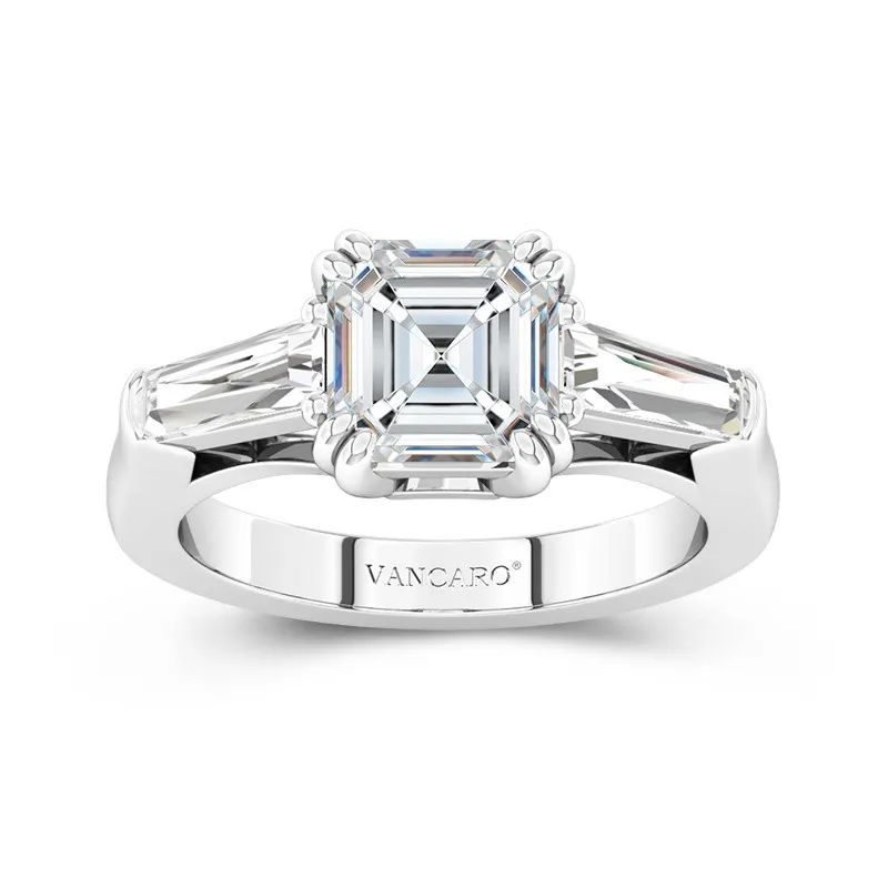 Gracieux Asscher Coupé Bague de fiançailles