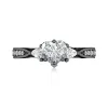 Argent sterling 925 Trois pierres Conique Inversée Canaliser Bague de fiançailles