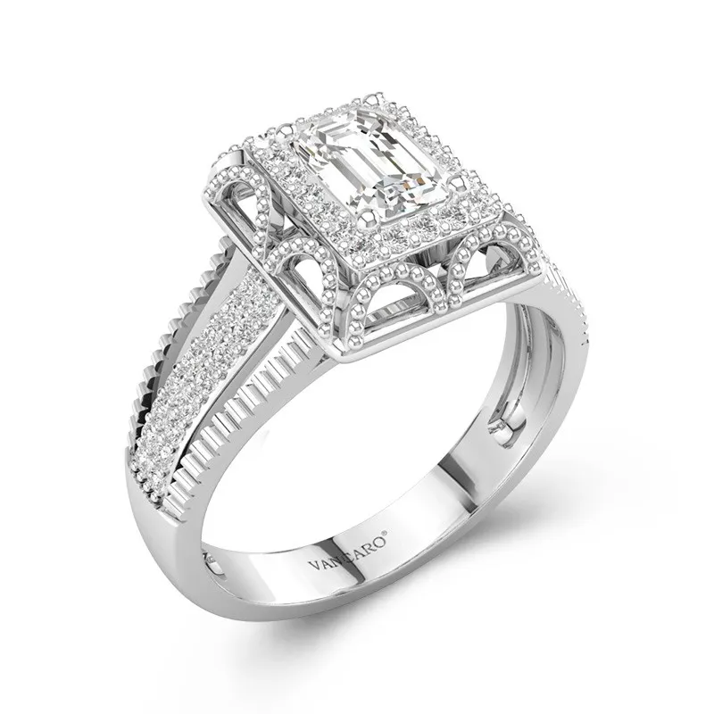 14K White Gold Moissanite Engagement Ring