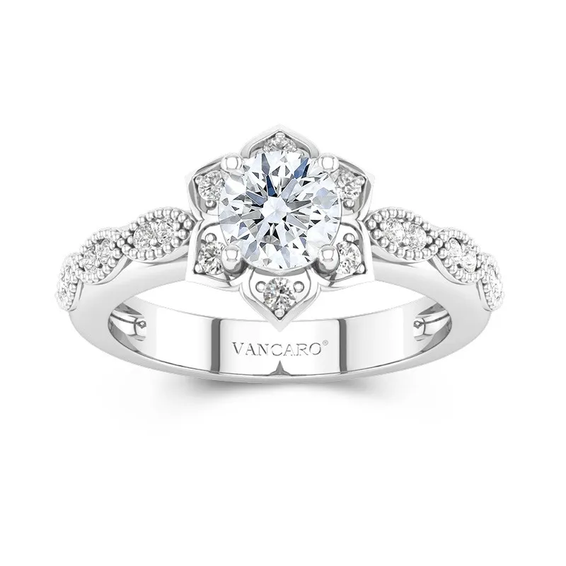 14K White Gold Moissanite Engagement Ring