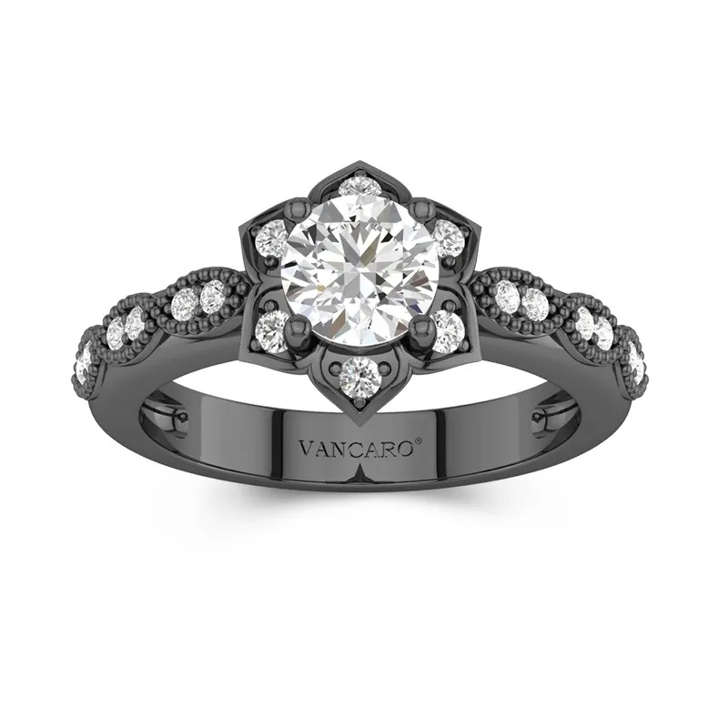 925 Sterling Silver Cluster Traditional Shank Engagement Ring
