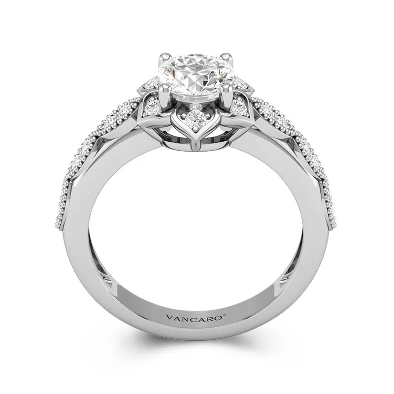 14K White Gold Moissanite Engagement Ring