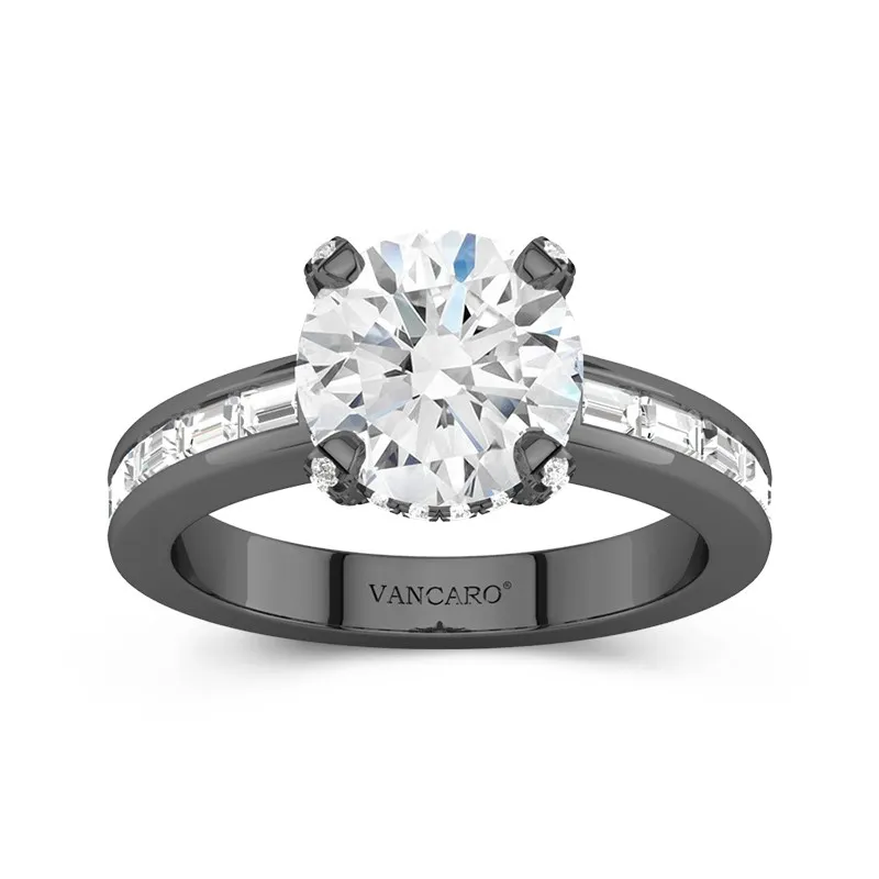 925 Sterling Silver Prong Channel Engagement Ring