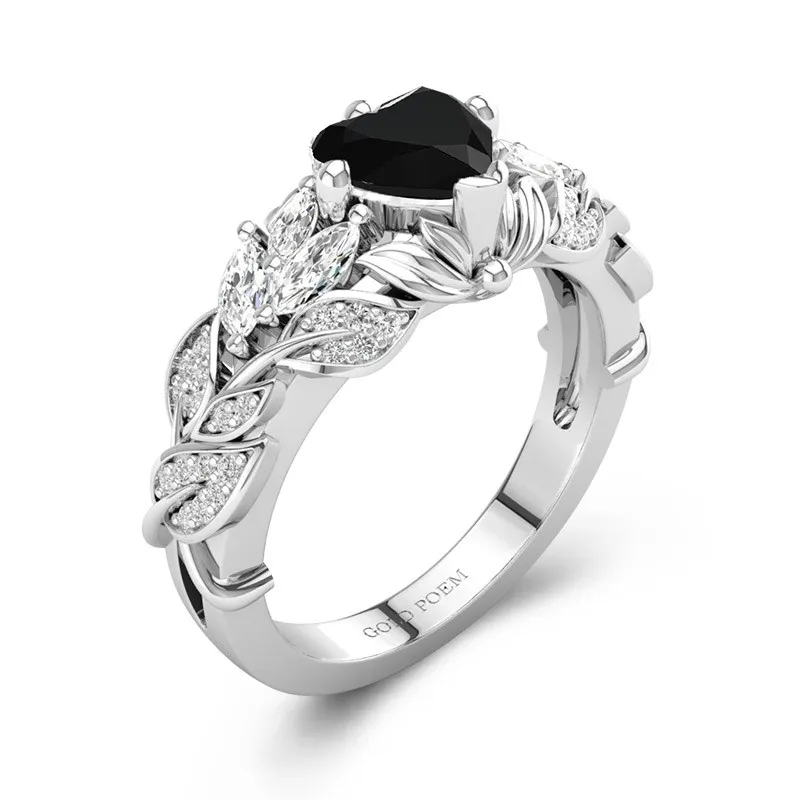 Noir Zircon cubique Bague de fiançailles