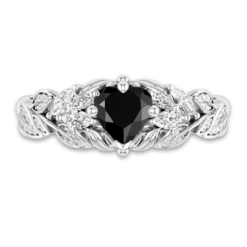 Noir Zircon cubique Bague de fiançailles