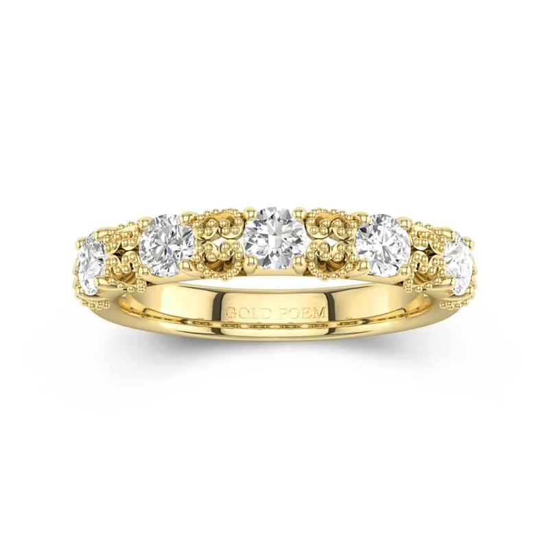 Baroque Beaded Heart Moissanite Wedding Ring