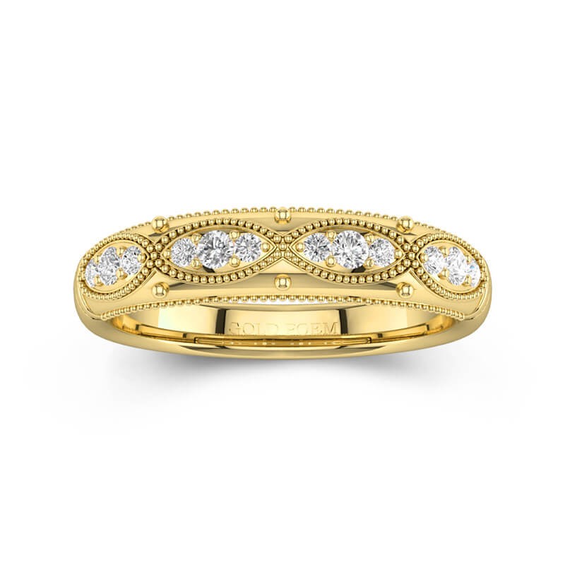 Vintage Beaded Moissanite Wedding Ring
