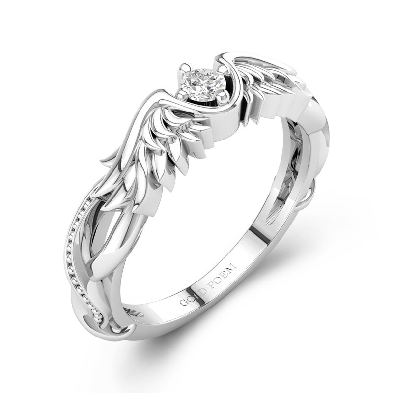 Unique Charming Wing Moissanite Wedding Ring