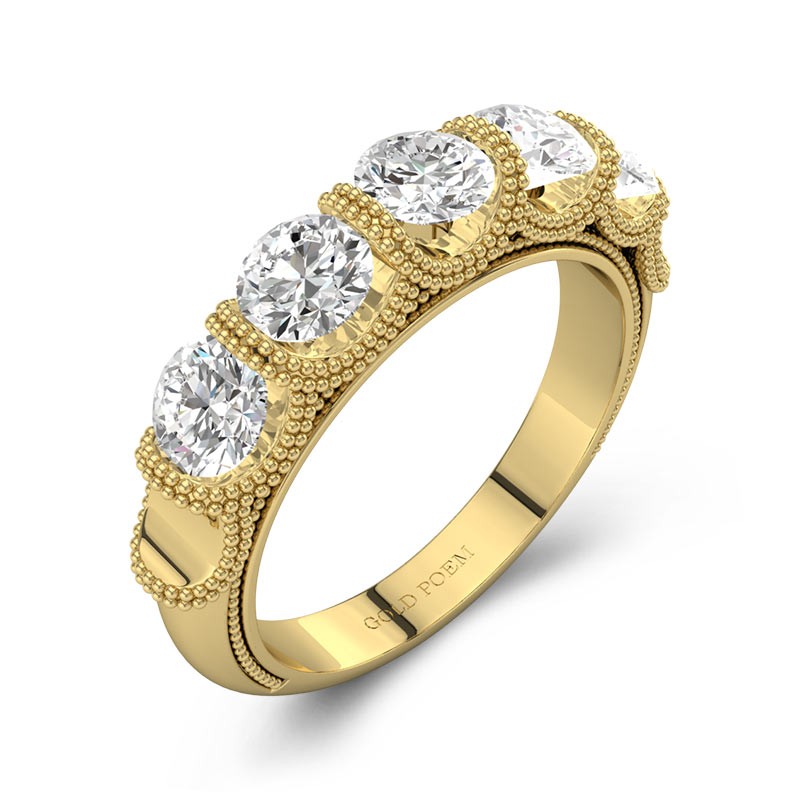 Retro Beaded Moissanite Wedding Ring