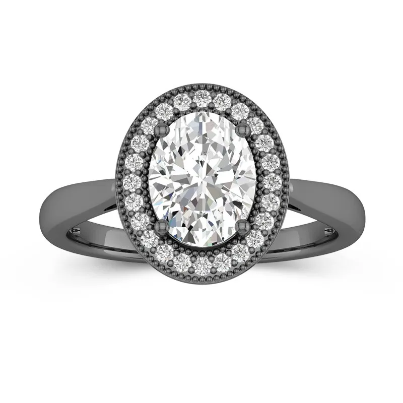 925 Sterling Silver Halo Reverse Tapered Engagement Ring