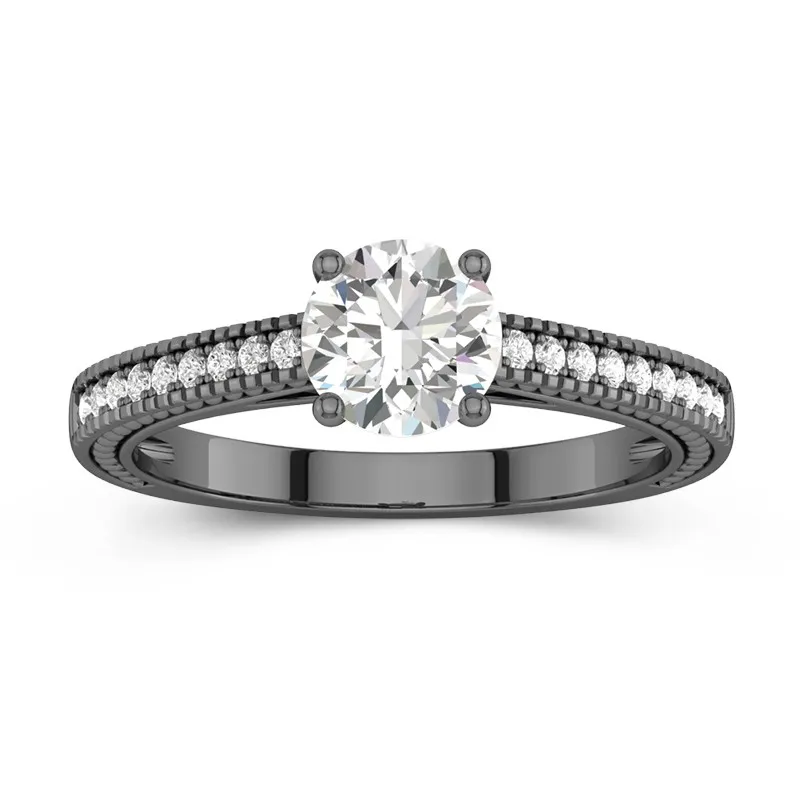 925 Sterling Silver Cathedral Straight Shank Engagement Ring