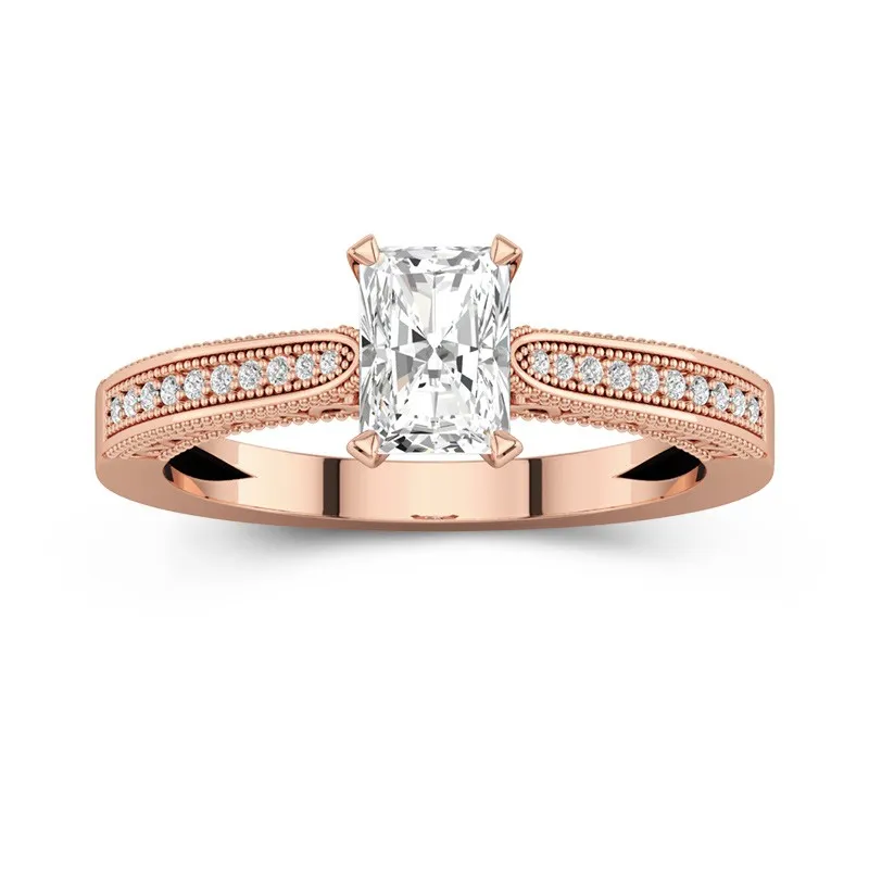 14K Rose Gold Cathedral Reverse Tapered Engagement Ring