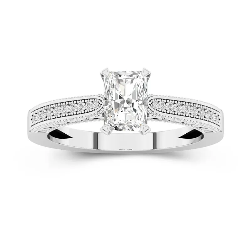 18K White Gold Cathedral Reverse Tapered Engagement Ring