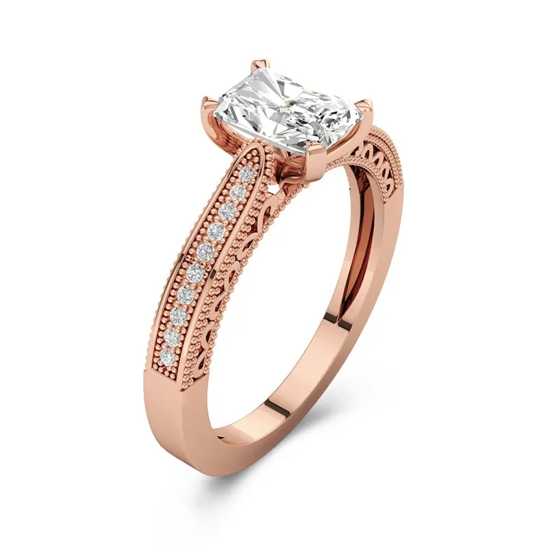 14K Rose Gold Cathedral Reverse Tapered Engagement Ring