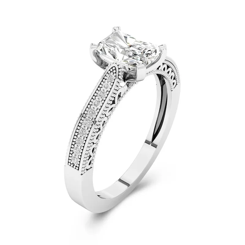 18K White Gold Cathedral Reverse Tapered Engagement Ring