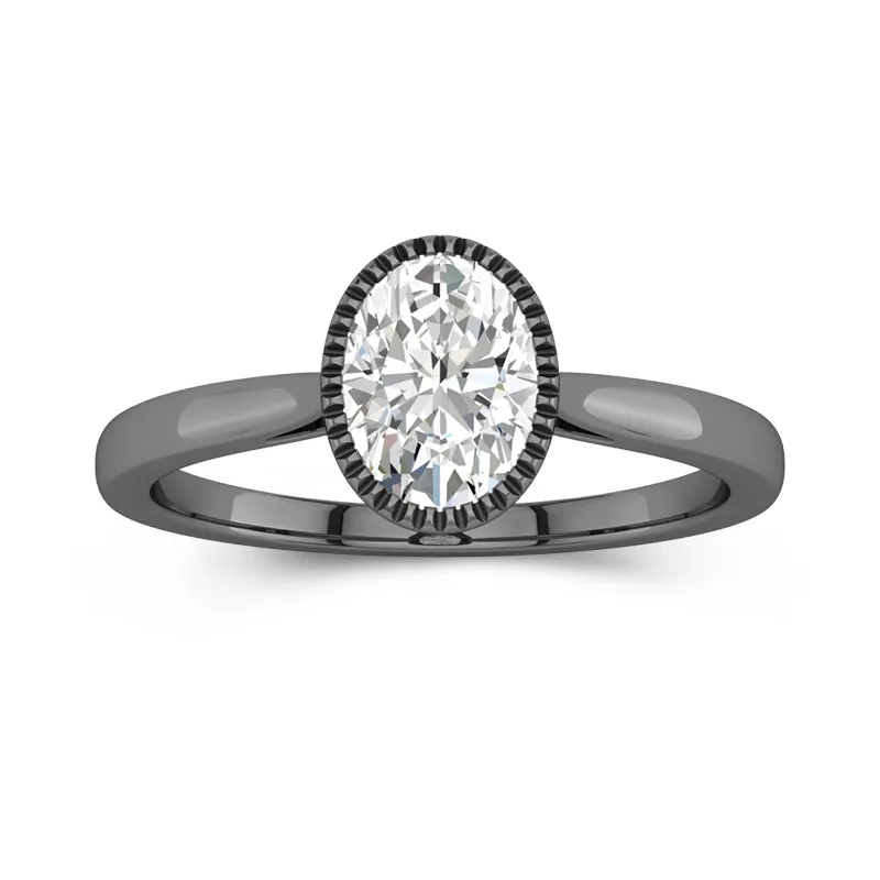 925 Sterling Silver Bezel Reverse Tapered Engagement Ring