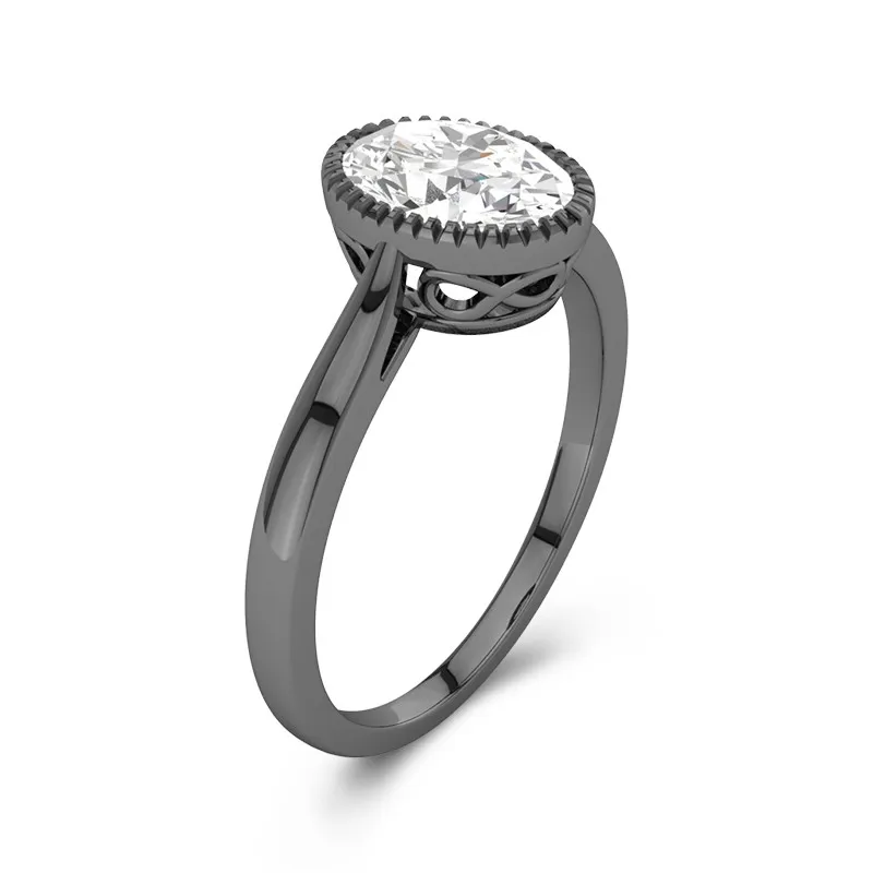 925 Sterling Silver Bezel Reverse Tapered Engagement Ring