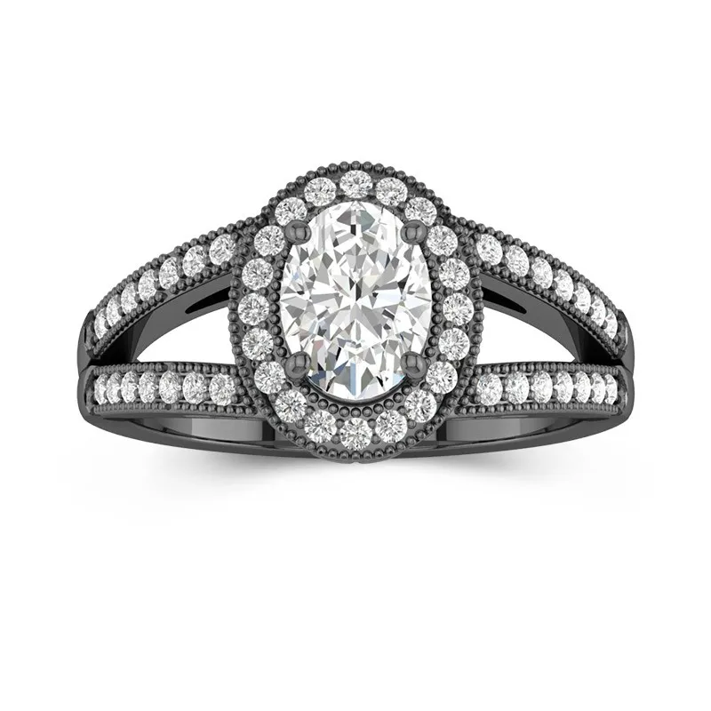 925 Sterling Silver Halo Split Shank Engagement Ring