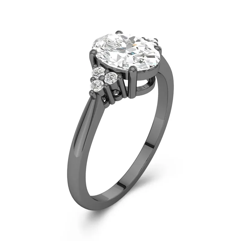 925 Sterling Silver Cluster Tapered Engagement Ring