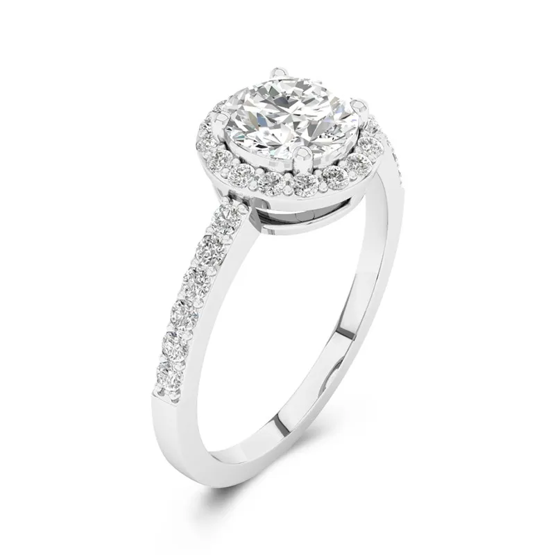 18K White Gold Moissanite Engagement Ring