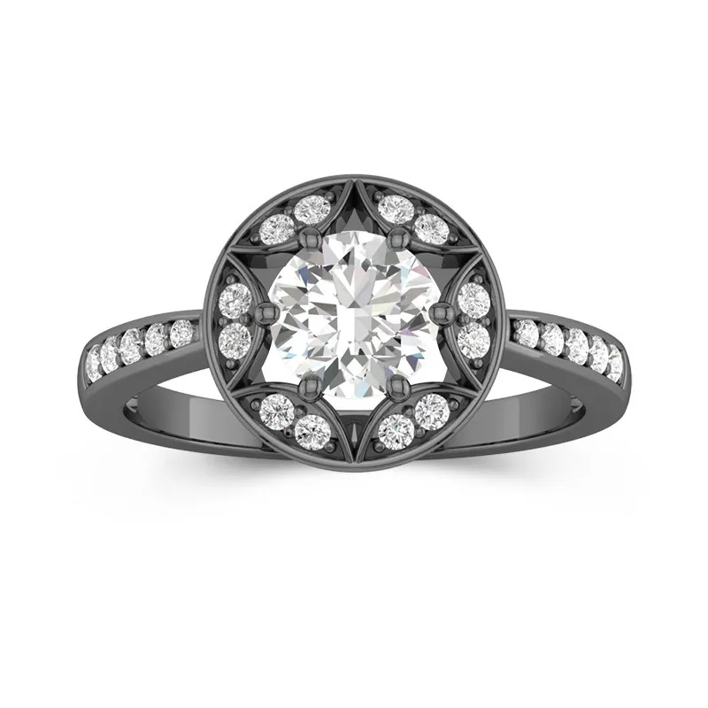 925 Sterling Silver Halo Tapered Engagement Ring