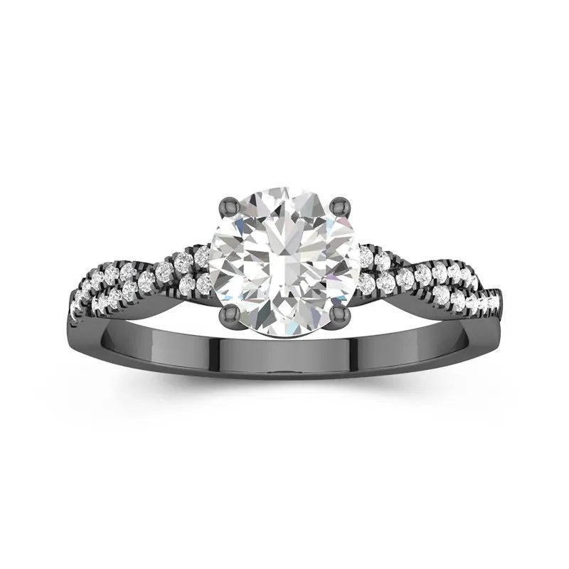 925 Sterling Silver Prong Intertwined Engagement Ring
