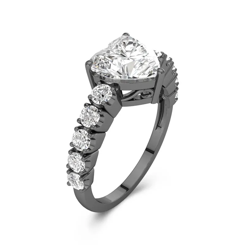 925 Sterling Silver Pavé Straight Shank Engagement Ring